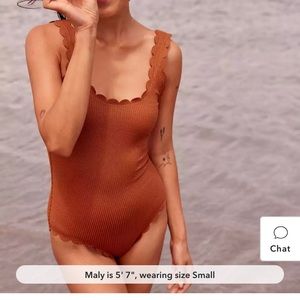 NWOT Aerie Waffle Scalloped One Piece Swimsuit (M)